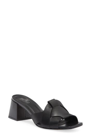 2 Twin Hearts Cross Band Block Heel Sandal In Black
