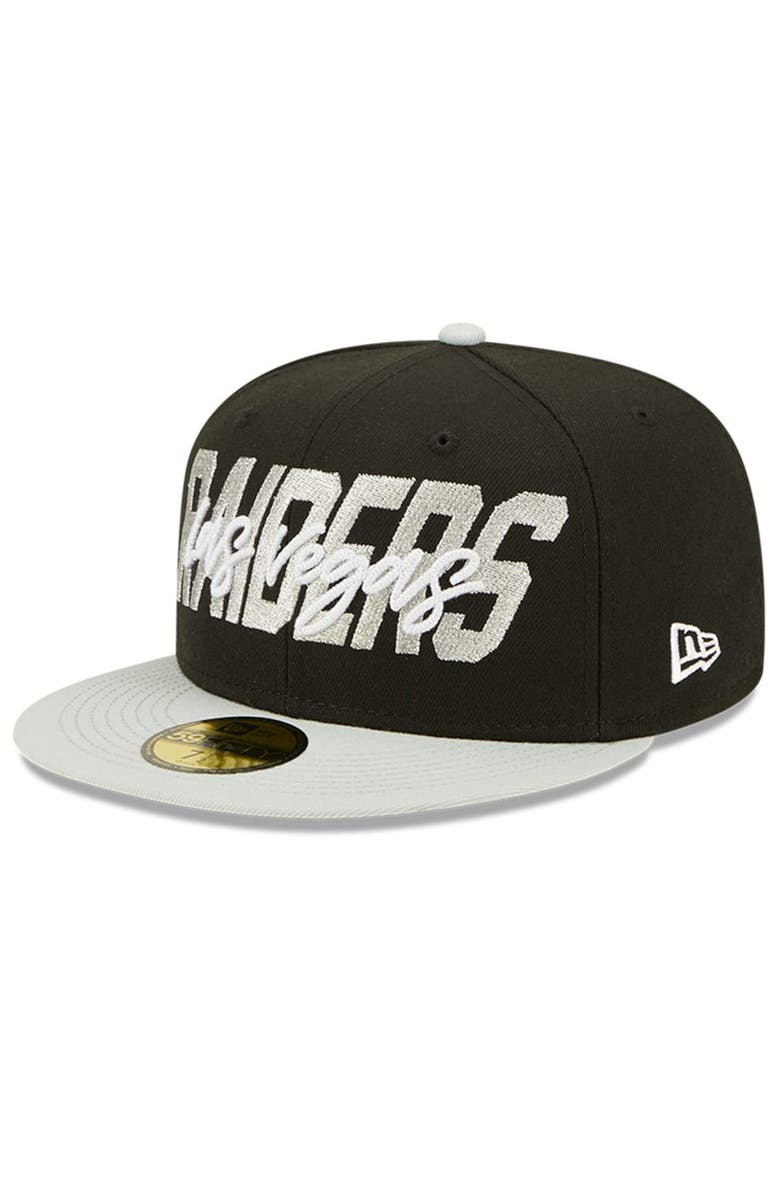 New Era Men's New Era Black/Gray Las Vegas Raiders 2022 NFL Draft On Stage 59FIFTY Fitted Hat, Main, color, 