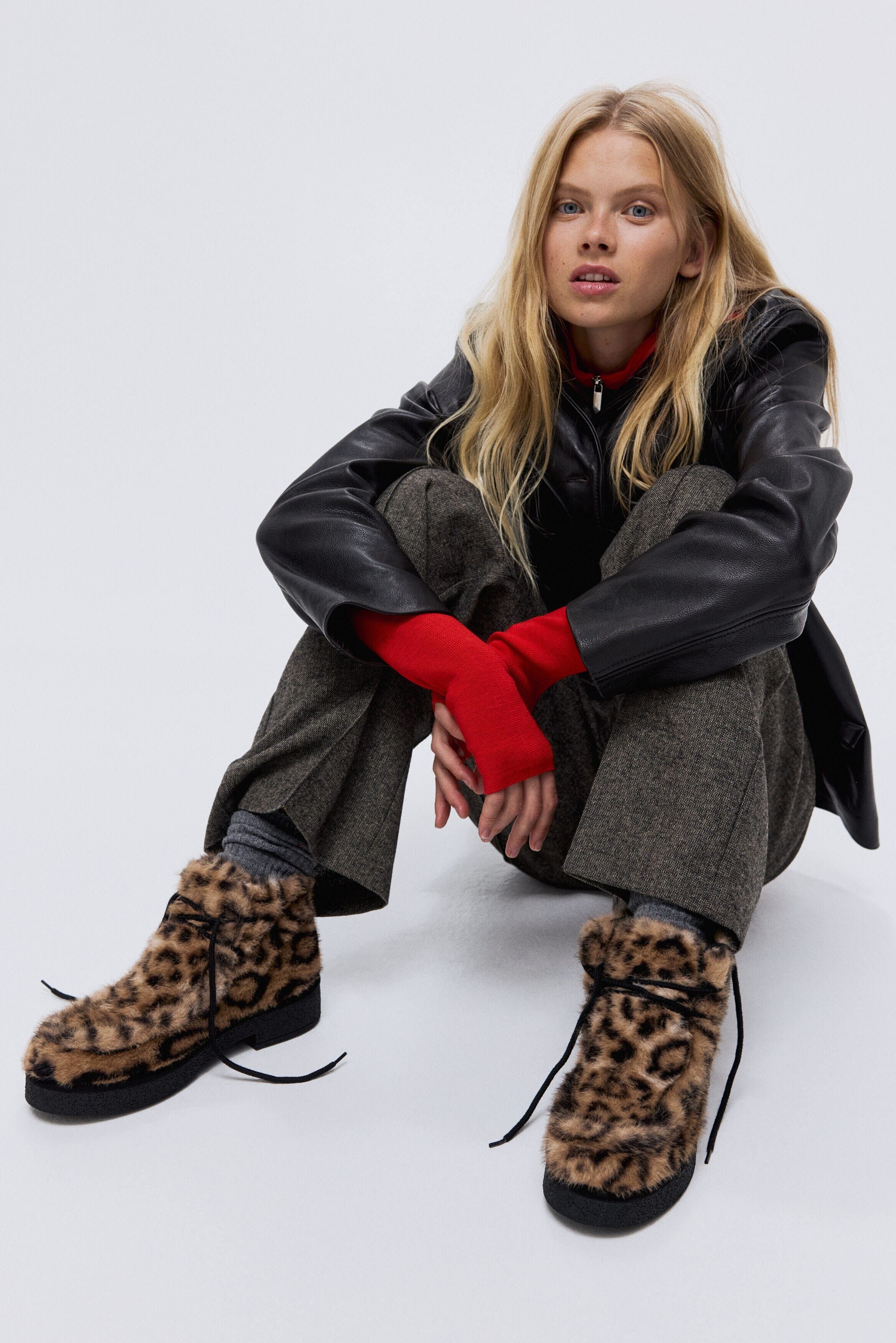 Lace-up Boots, Alternate, color, Beige/leopard print