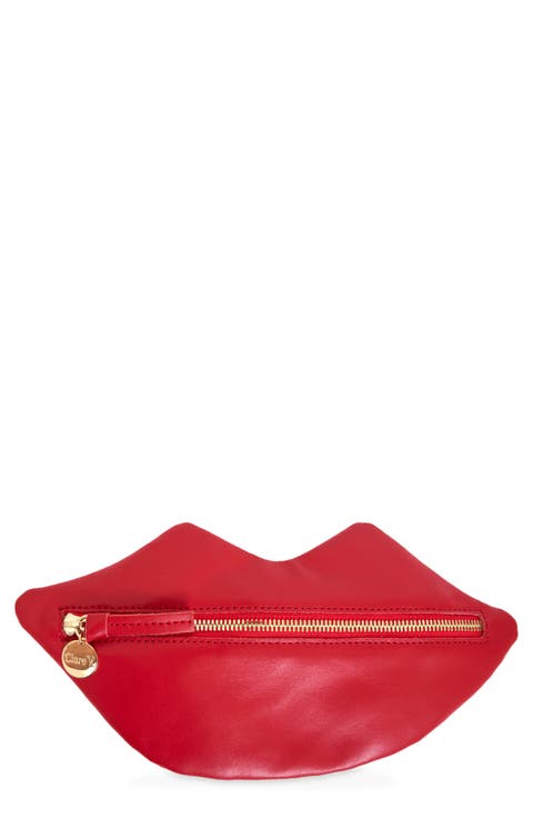 Lips Leather Flat Clutch