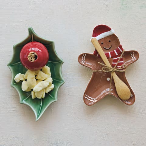 Holly Shaped Plate and Vase Set