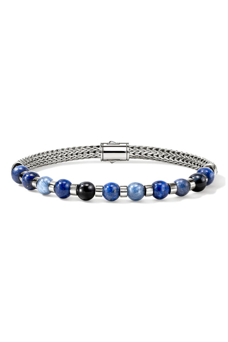 Beaded Chain Bracelet, Main, color, SILVER