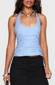 Princess Polly Nataliya Ruched Recycled Cotton Halter Top