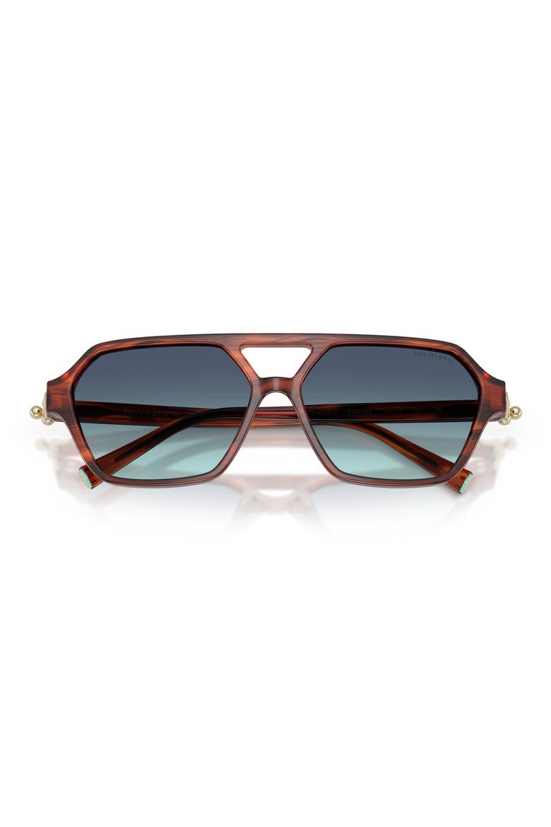 58mm Square Sunglasses, Alternate, color, RUBY STRIPED HAVANA / AZURE