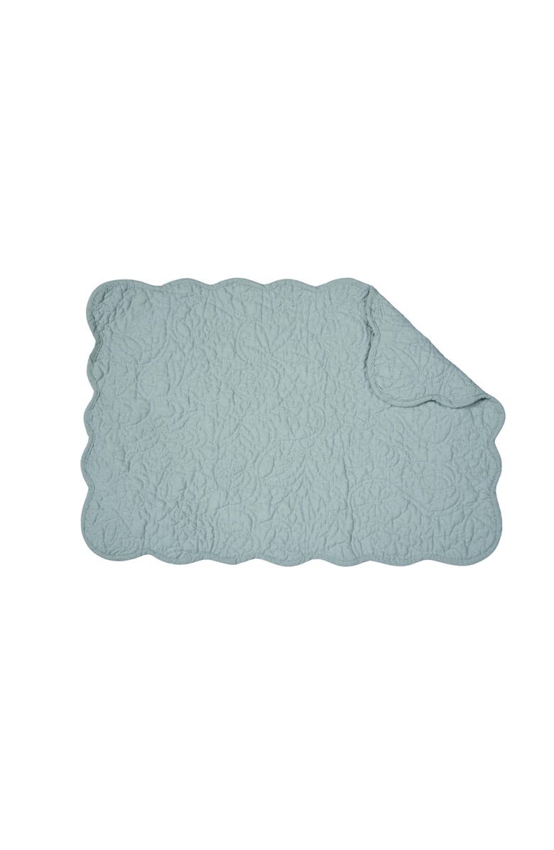 C&F Home Christiana Breeze Reversible Machine Washable Scallop Quilt Placemats Set of 6, Alternate, color, Blue