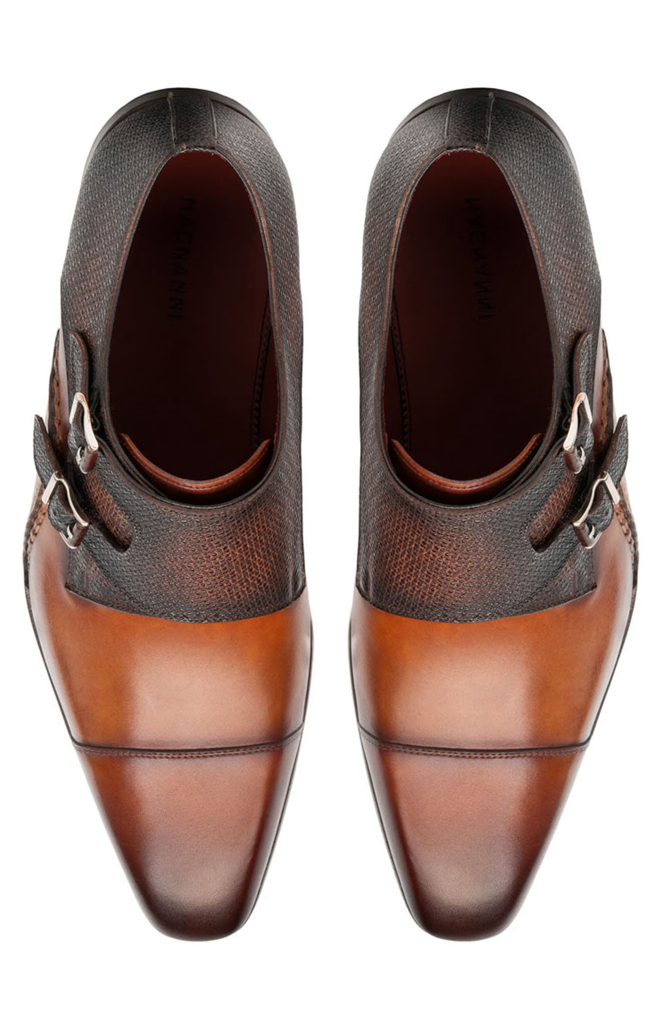 Magnanni Ondara II Double Monk Strap Shoe, Alternate, color, Cuero