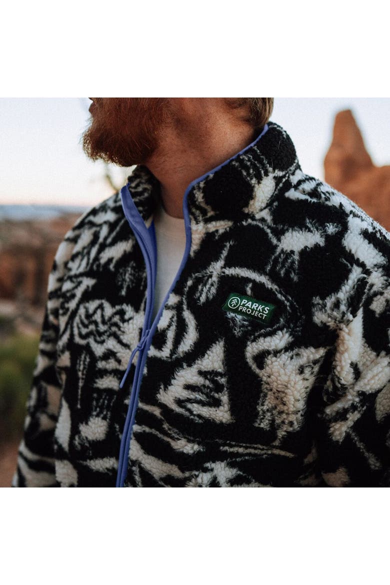 Park Shadows Full-Zip High Pile Fleece Jacket, Alternate, color, Black And White