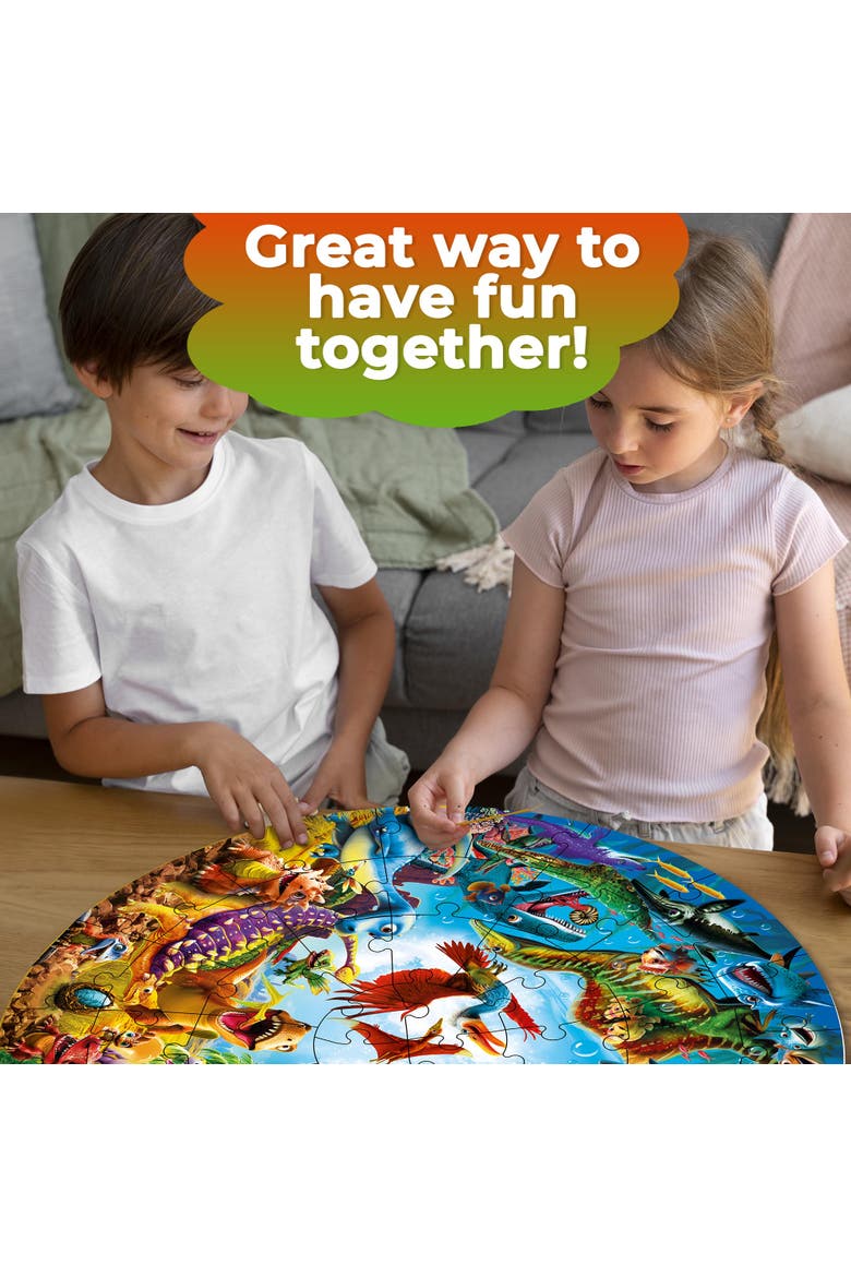 48 Piece Round Jigsaw Puzzles - Giant Educational Dino, Alternate, color, Dino