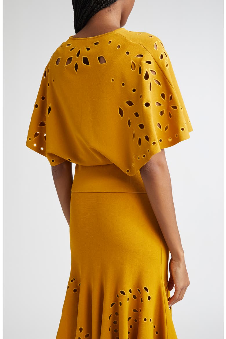 Josie Eyelet Detail Cape Sleeve Knit Top, Alternate, color, GOLDENROD