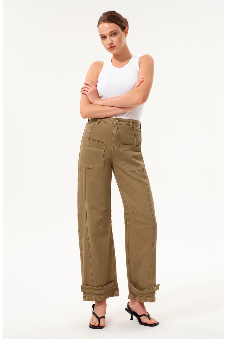 High Waist Patch Pocket Wide Leg Barrel Jeans, Alternate, color, KINETIC