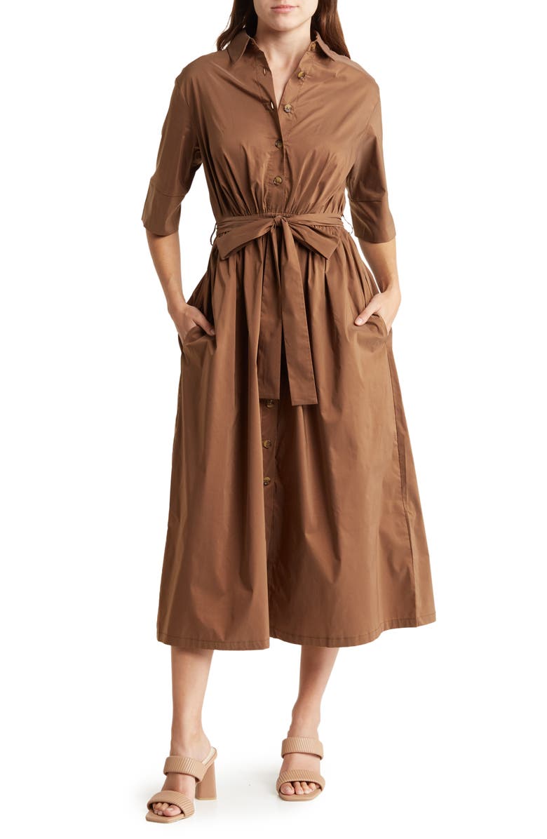 MELLODAY Wear Everywhere Tie Waist Shirtdress, Main, color, 
