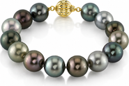The Pearl Source 11-12mm Tahitian South Sea Multicolor Pearl Bracelet