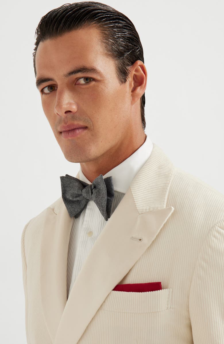 Brunello Cucinelli Flannel bowtie, Alternate, color, Medium Grey