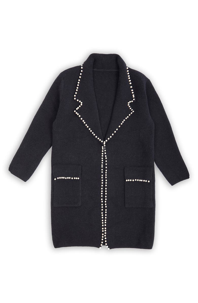 SAACHI Faux Pearl Cardigan Jacket, Alternate, color, Black