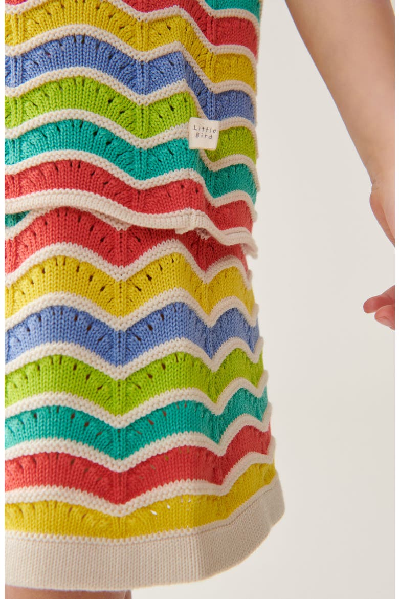 Kids' Rainbow Stripe Cotton Knit Shirt & Shorts Set, Alternate, color, MULTI WAVE