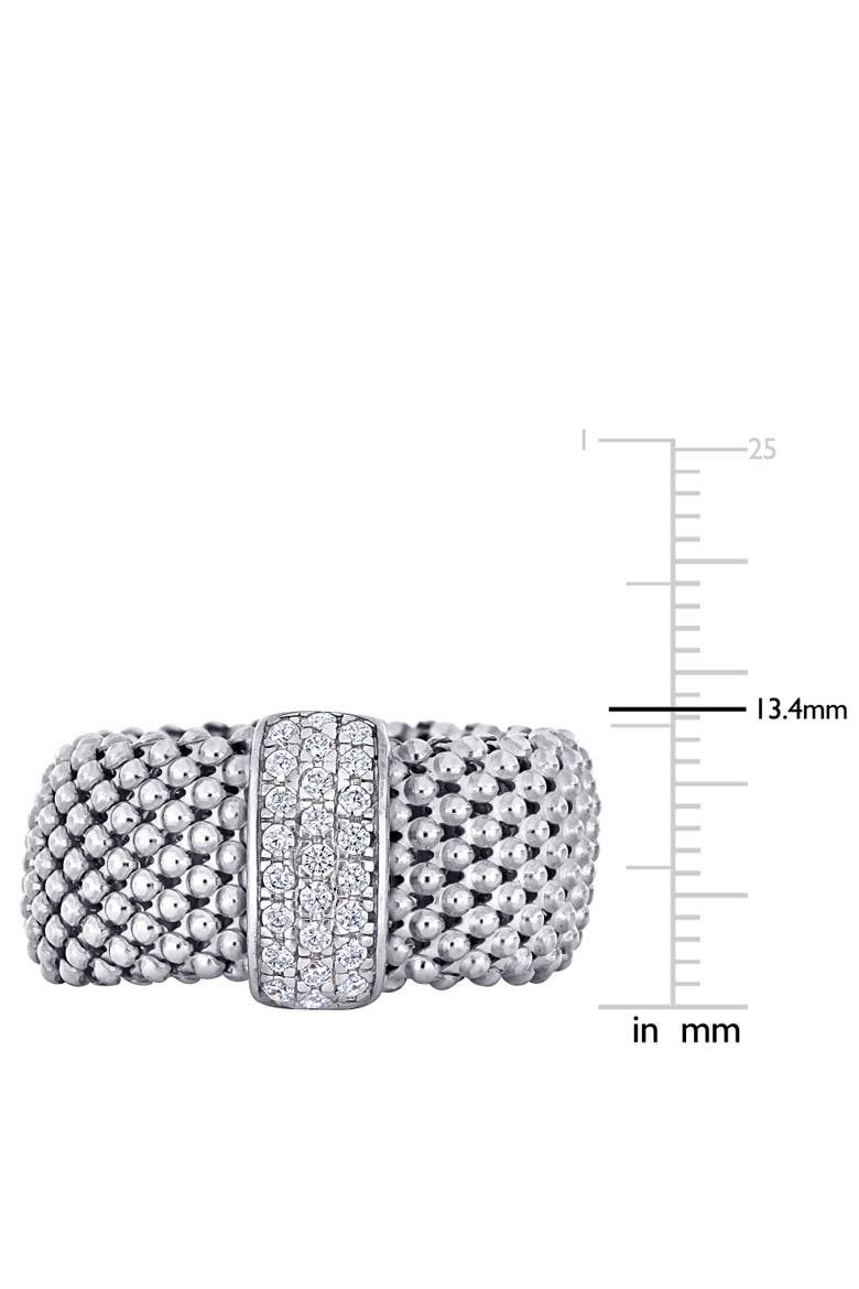 Cubic Zirconia Popcorn Design Flexible Ring, Alternate, color, Sterling Silver