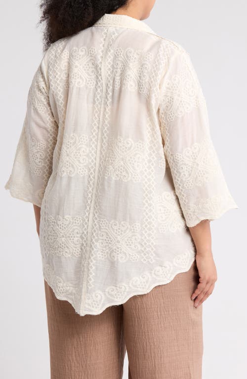 FORGOTTEN GRACE FORGOTTEN GRACE EMBROIDERED COTTON BUTTON-UP SHIRT