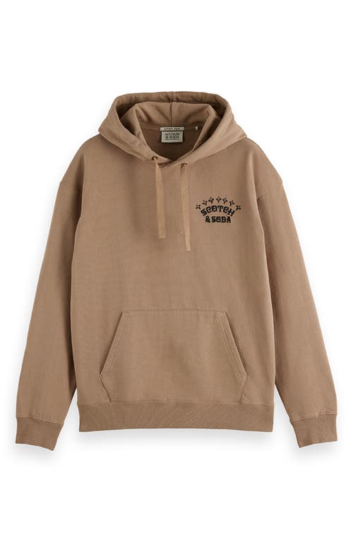 Scotch & Soda Relaxed Fit Logo Cotton Fleece Hoodie In Brown