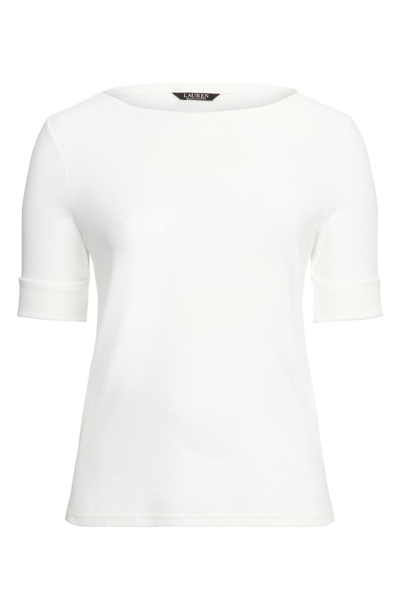 Lauren Ralph Lauren Boat Neck Top, Alternate, color, White