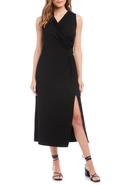 Faux Wrap Jersey Midi Dress
