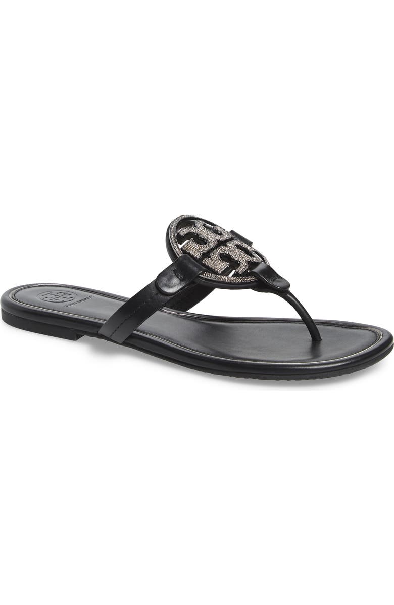 Tory Burch Miller Crystal Logo Flip Flop, Main, color,