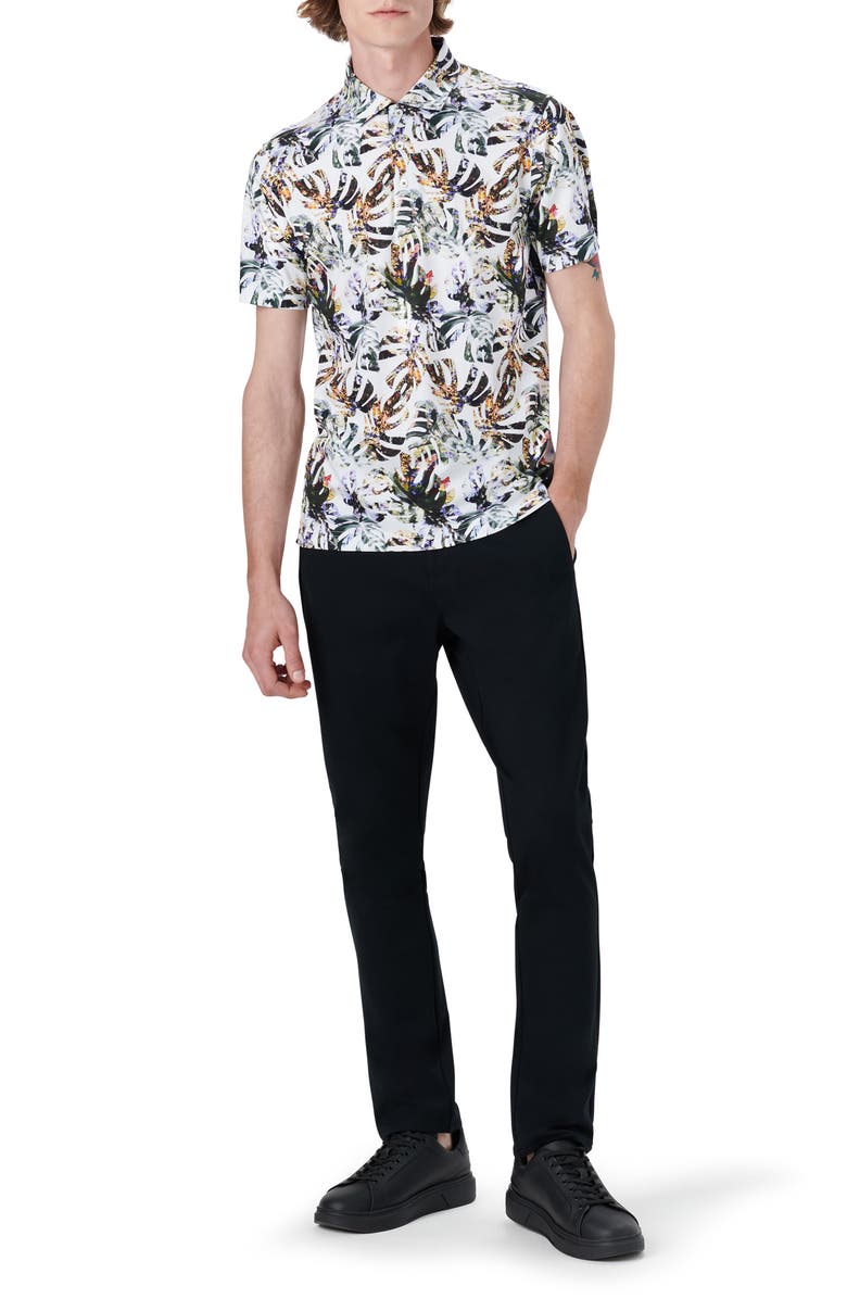 Bugatchi Hendrix Digital Palm Leaf Print Cotton Polo, Alternate, color,