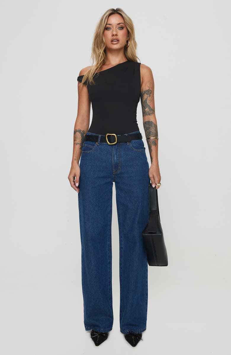 Princess Polly Miyako One-Shoulder Bodysuit, Alternate, color, Black