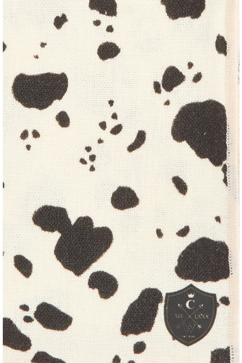 Cow Print Linen Pocket Square, Alternate, color, WHITE