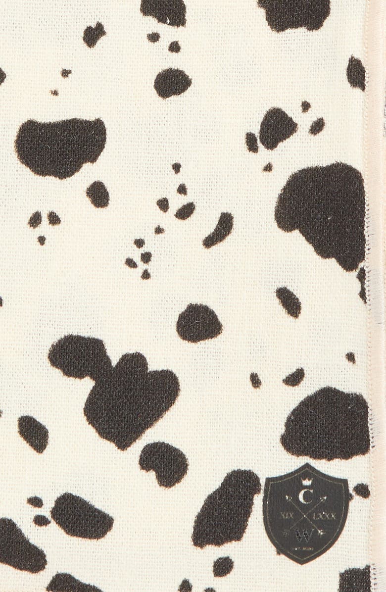 CLIFTON WILSON Cow Print Linen Pocket Square, Alternate, color, White