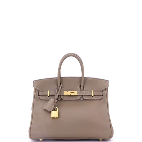 Birkin Handbag Grey Swift with Gold Hardware 25