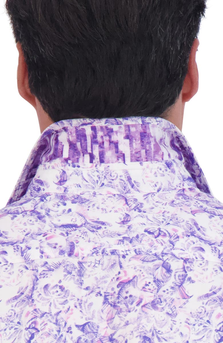 Robert Graham Abstract Floral Print Cotton Button-Up Shirt, Alternate, color, Purple