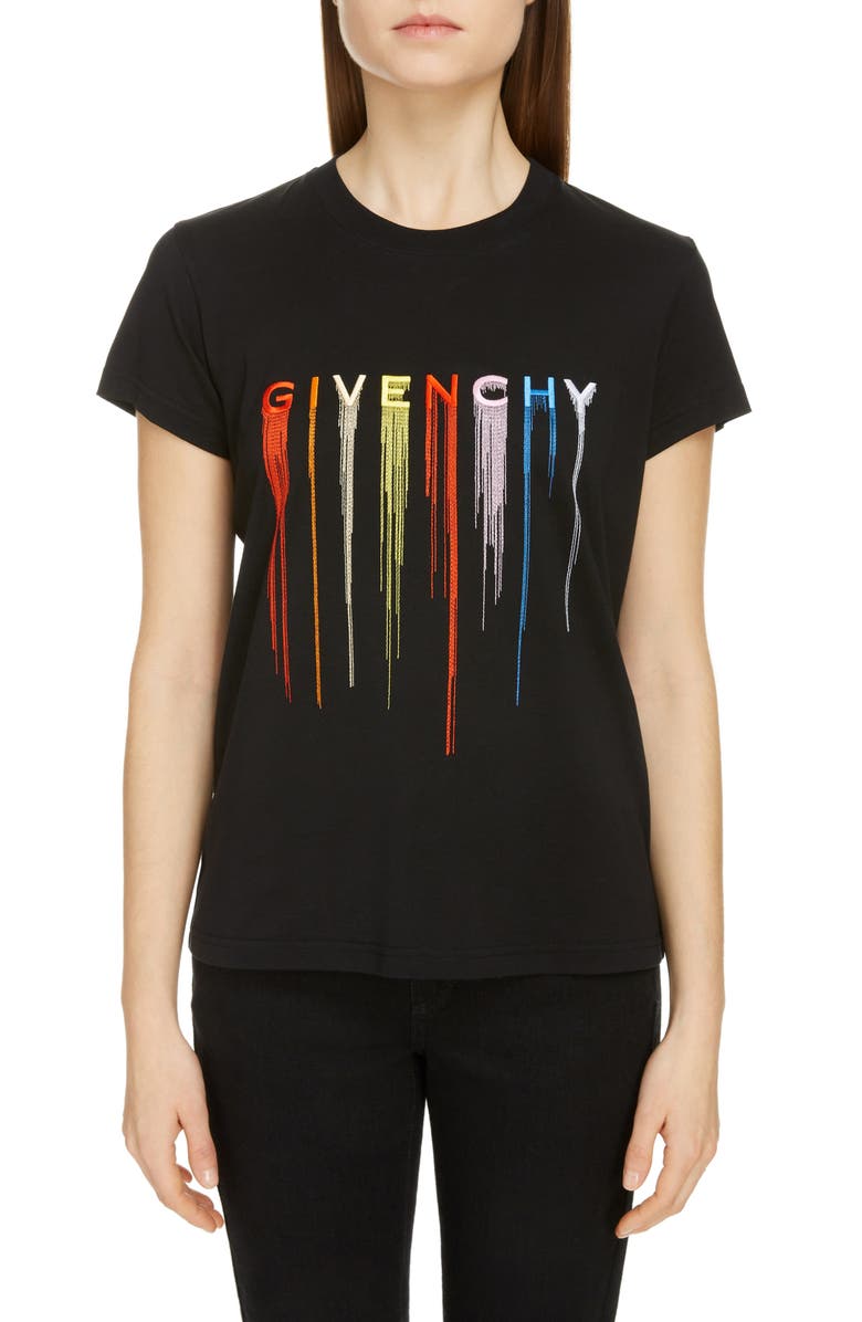 Givenchy Embroidered Logo Cotton T-Shirt, Main, color,