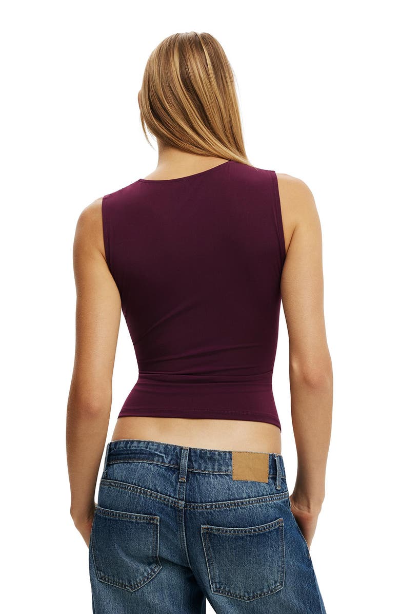 Cotton On Women's Marlo Wrap Tank, Alternate, color, Blackberry Belle