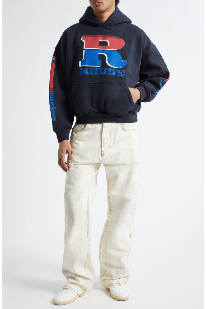 Split Petrol Logo Graphic Hoodie, Alternate, color, VINTAGE BLACK/ RED/ BLUE