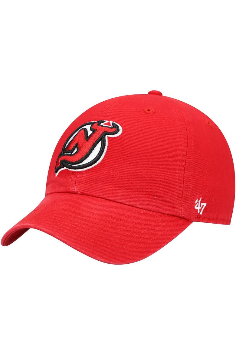 Men's '47 Red New Jersey Devils Clean Up Logo Adjustable Hat, Main, color, Red
