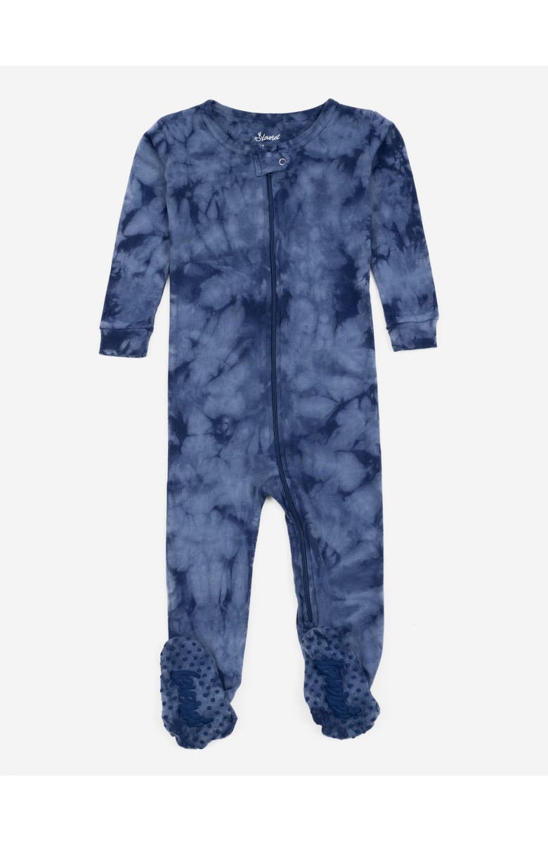Leveret Footed Tie Dye Cotton Matching Family Pajamas, Main, color, Tie Dye Navy Mix