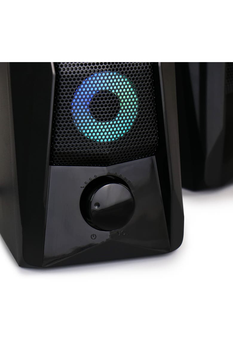 Befree Sound Computer Gaming Speakers with Color LED RGB Lights, Alternate, color, Black