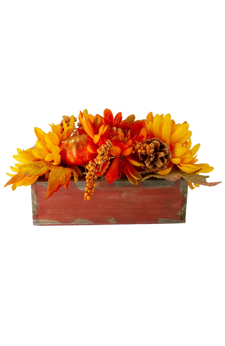 Northlight Glittered Flower Arrangement Box Fall Harvest Centerpiece - 14", Alternate, color, 