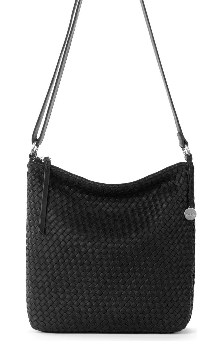 The Sak Lucia Crossbody Leather Bag, Alternate, color, Woven Black