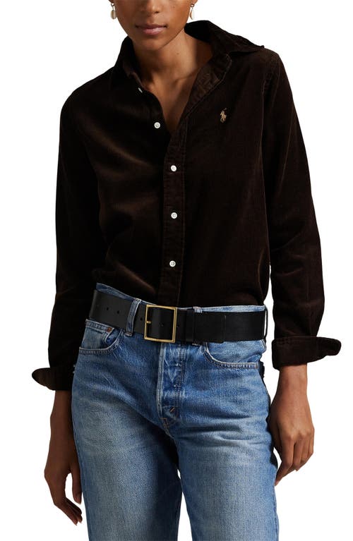 Polo Ralph Lauren Stretch Cotton Corduroy Button-up Shirt In Brown