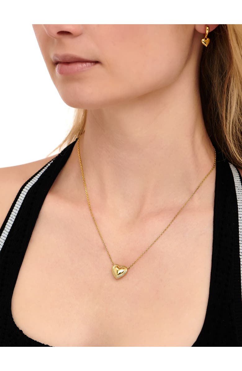 DEVATA Contour-lined Heart Necklace in Gold Plated Sterling Silver, Alternate, color, Yellow Gold