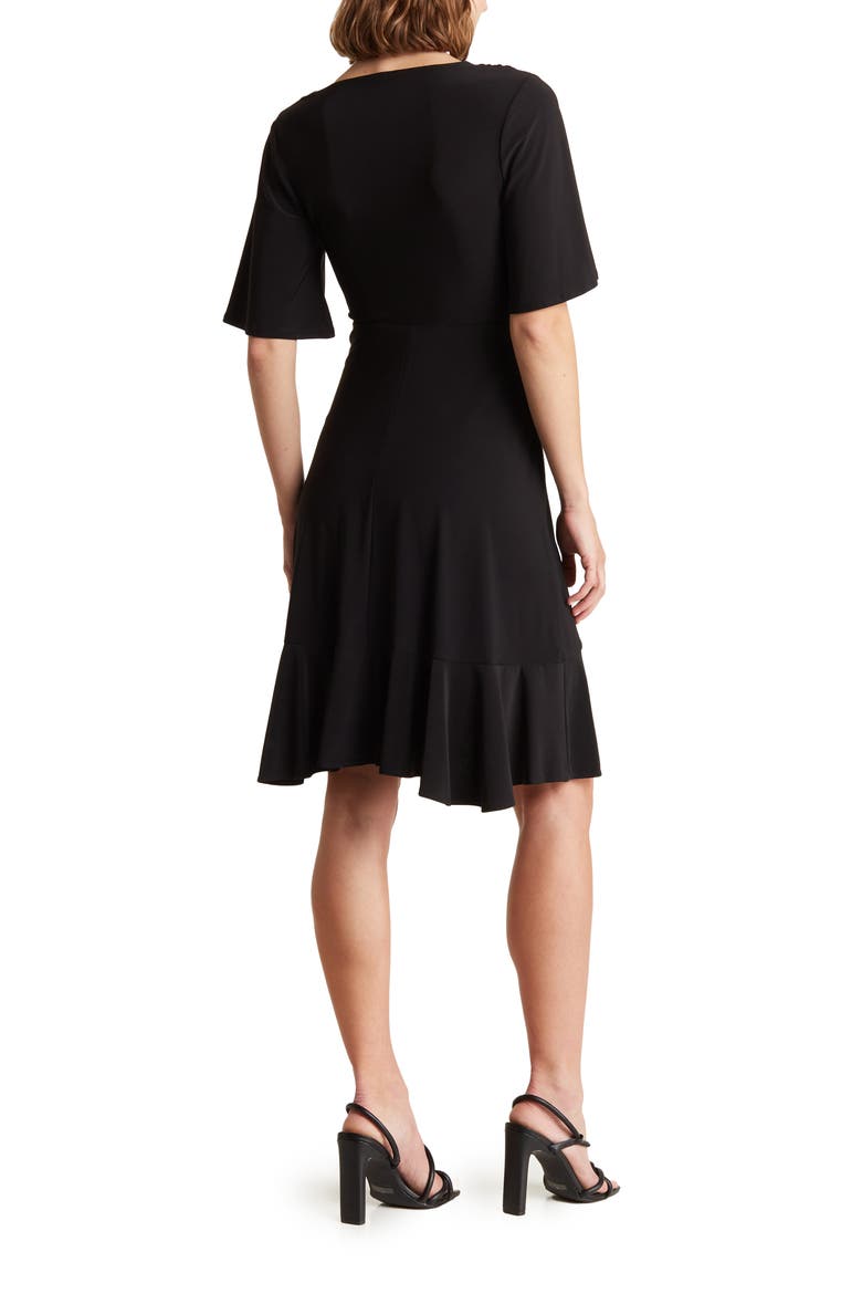 Flounce Faux Wrap Dress, Alternate, color, BLACK