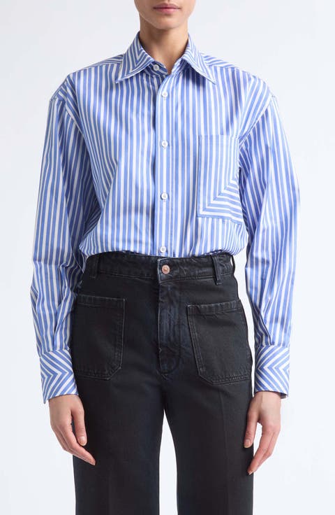 Pocket Detail Striped Cotton Shirt