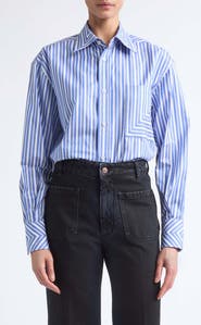 Victoria Beckham Pocket Detail Striped Cotton Shirt