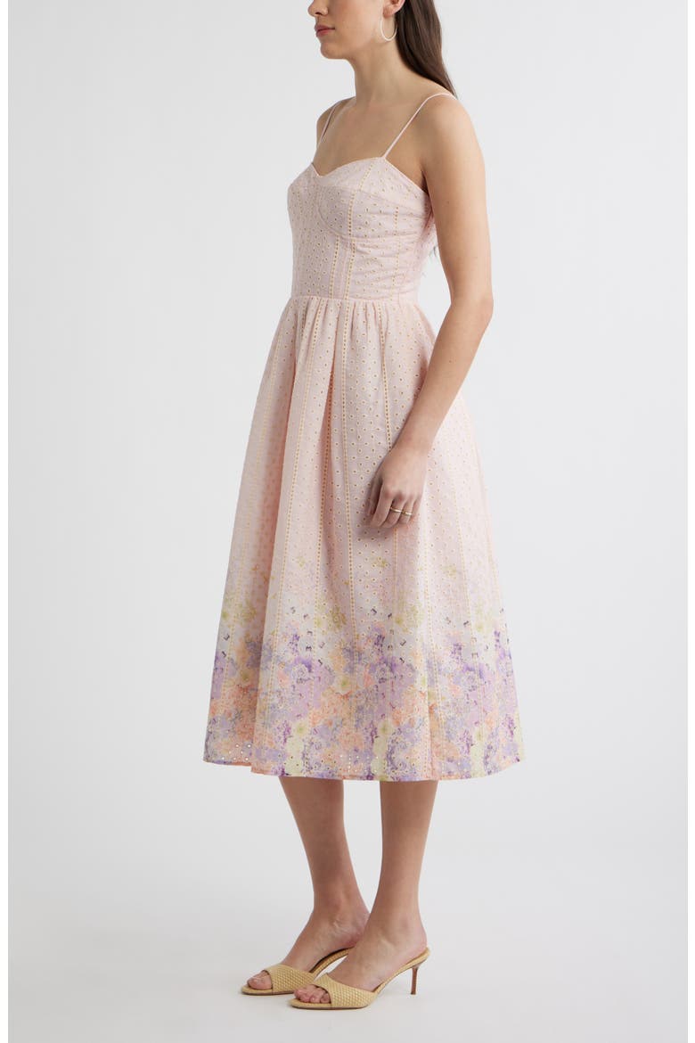 Seamed Bodice Broderie Anglaise Dress, Alternate, color, PINK ROSEWATER