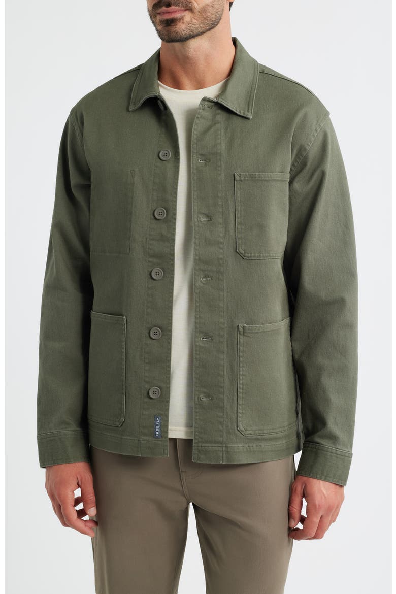 Folly Stretch Cotton Twill Chore Coat, Main, color, DARK FOREST
