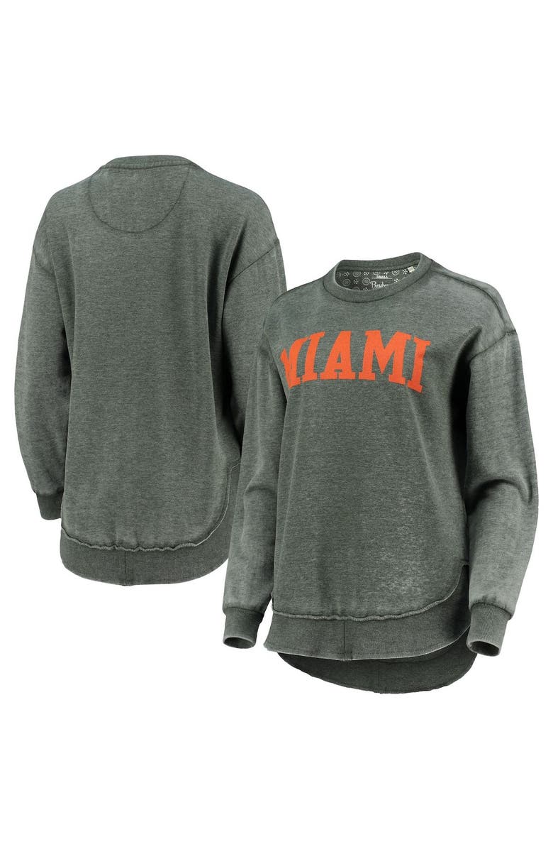 PRESSBOX Women's Pressbox Green Miami Hurricanes Vintage Wash Pullover Sweatshirt, Main, color, Green
