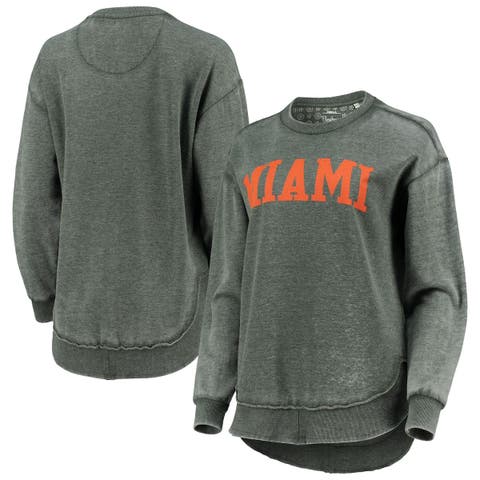 Women's Pressbox Green Miami Hurricanes Vintage Wash Pullover Sweatshirt