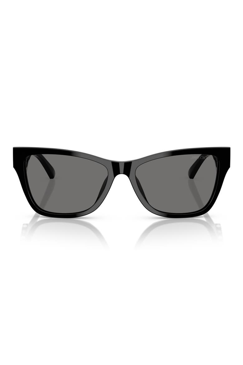 55mm Polarized Pillow Sunglasses, Main, color, BLACK / POLAR GREY