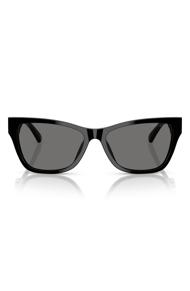 Jimmy Choo 55mm Polarized Pillow Sunglasses, Main, color, Black / Polar Grey